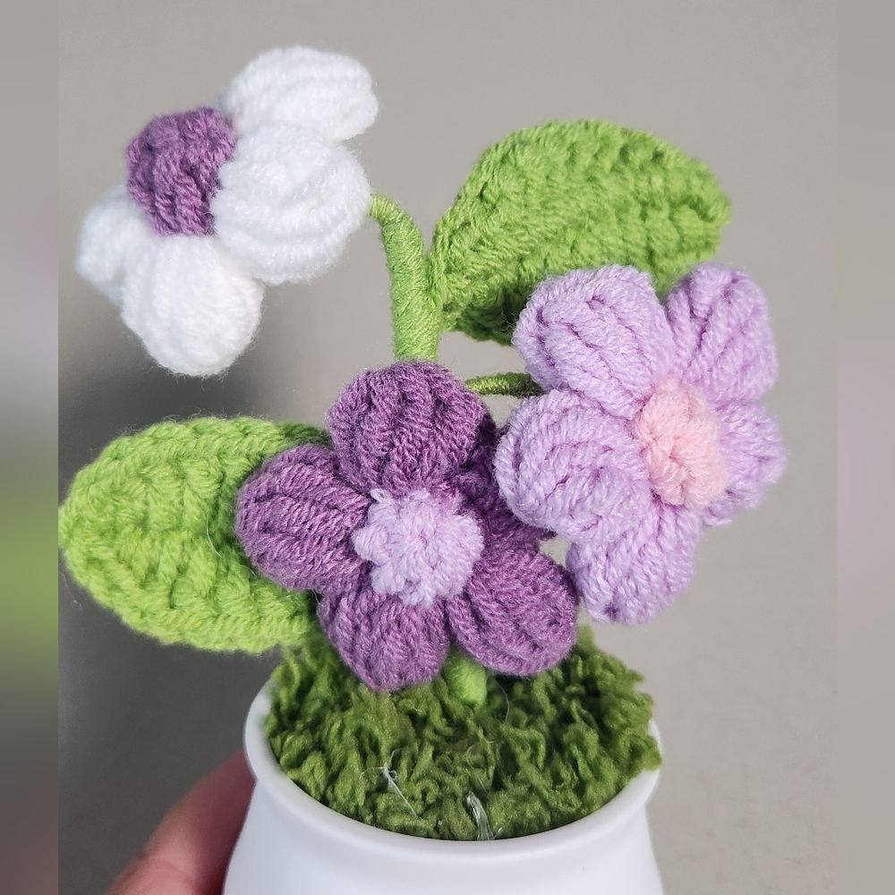 Handcrafted Crochet Daisy Flower Pot - Picture 3 of 7